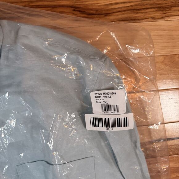 NWT Vince Classic Short Sleeve Linen Blend Button Up Shirt Sz XXL Blue MSRP $185 - Picture 8 of 11